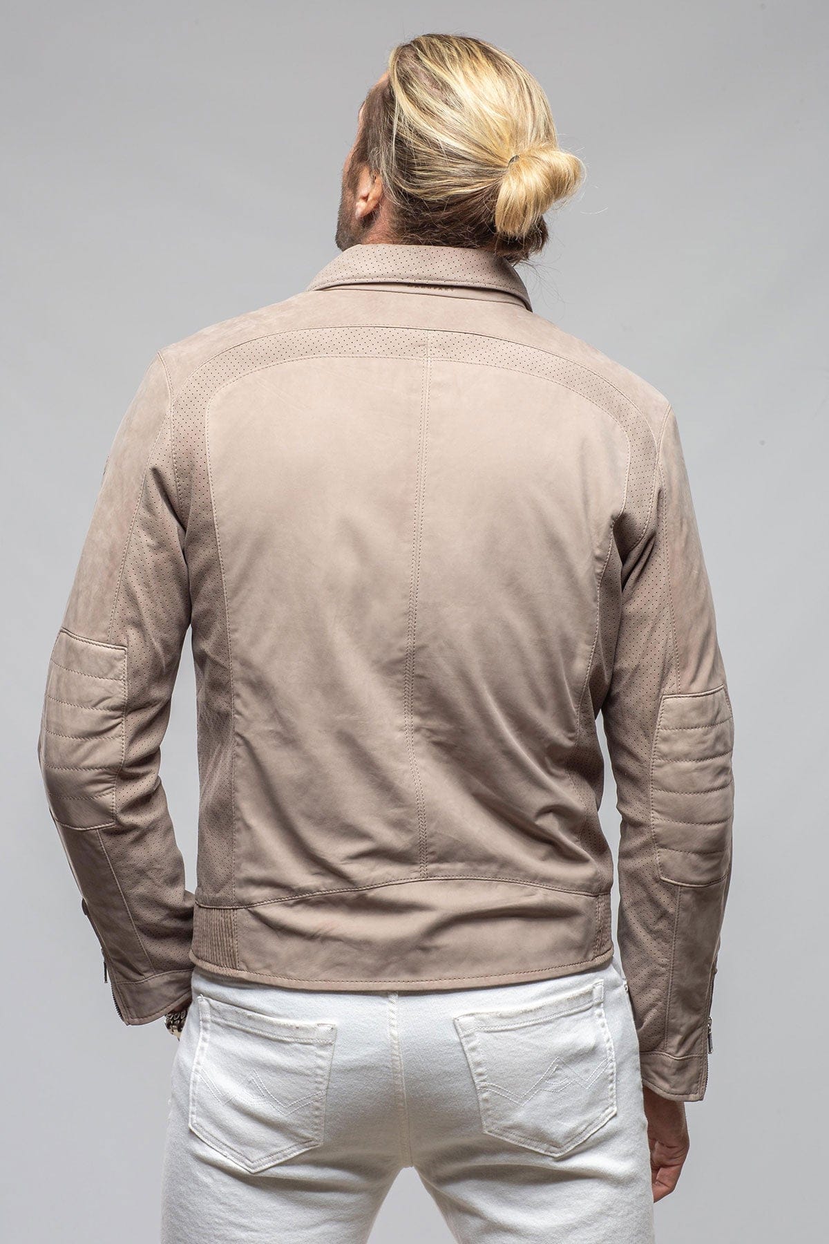 Heinz Bauer San Remo Race Jacket In Grey Sand Mens - Outerwear - Leather