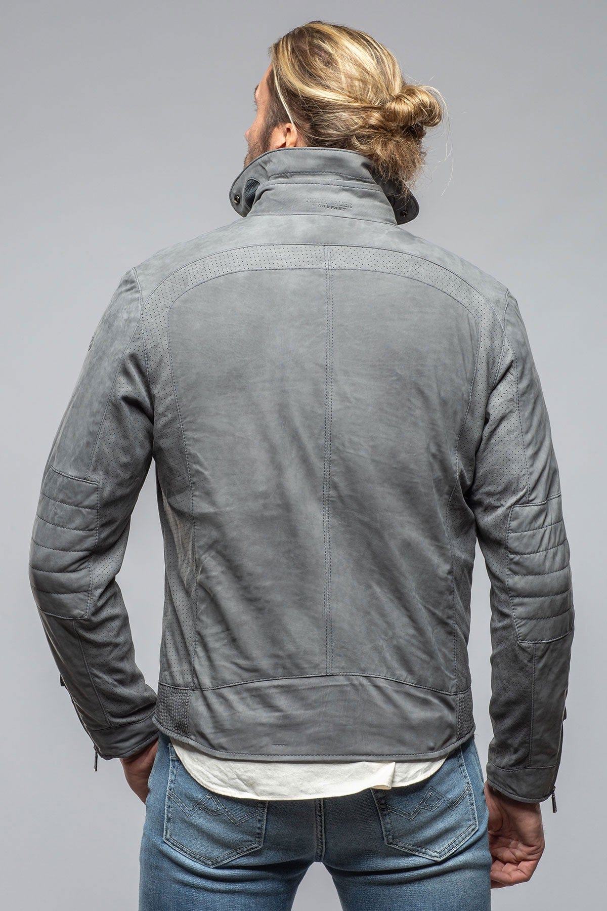 Heinz Bauer San Remo Race Jacket In Grey Taupe Mens - Outerwear - Leather