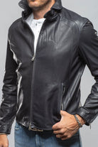 San Remo Race Jacket In Nappa Navy - AXEL'S