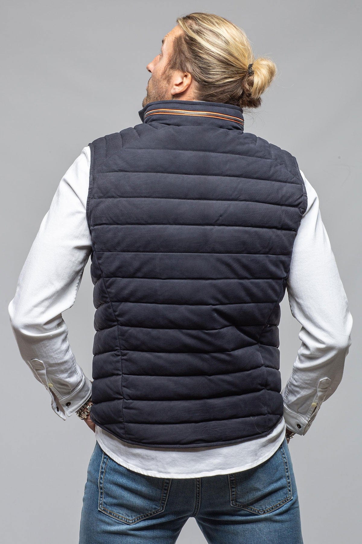 Heinz Bauer Saxan II Nubuck Vest In Navy Mens - Outerwear - Leather