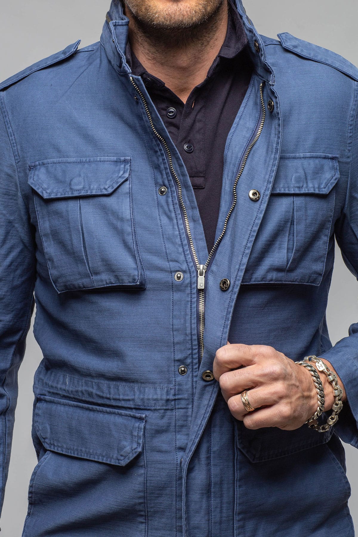 Keeling Savu Linen Jacket In Indigo Mens - Outerwear - Lightweight