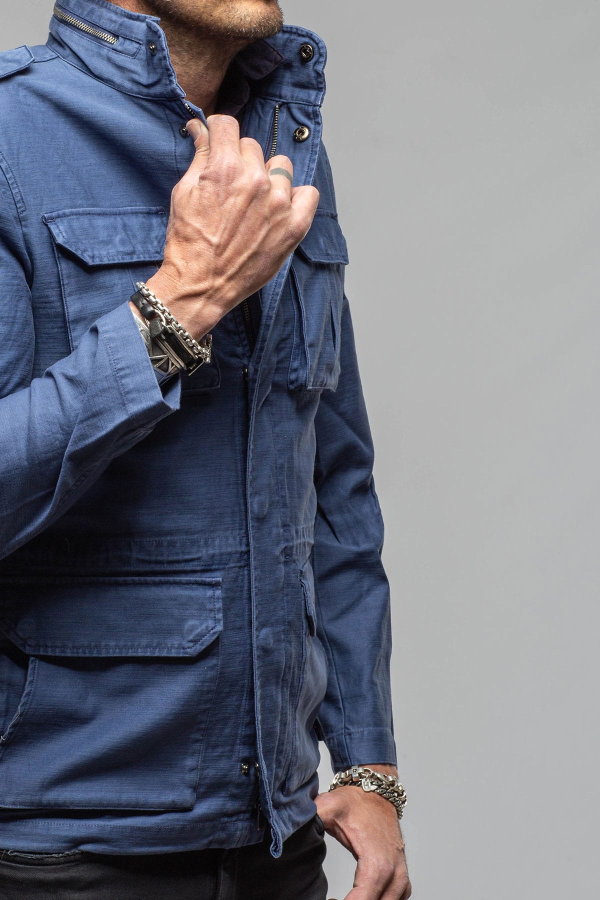 Keeling Savu Linen Jacket In Indigo Mens - Outerwear - Lightweight