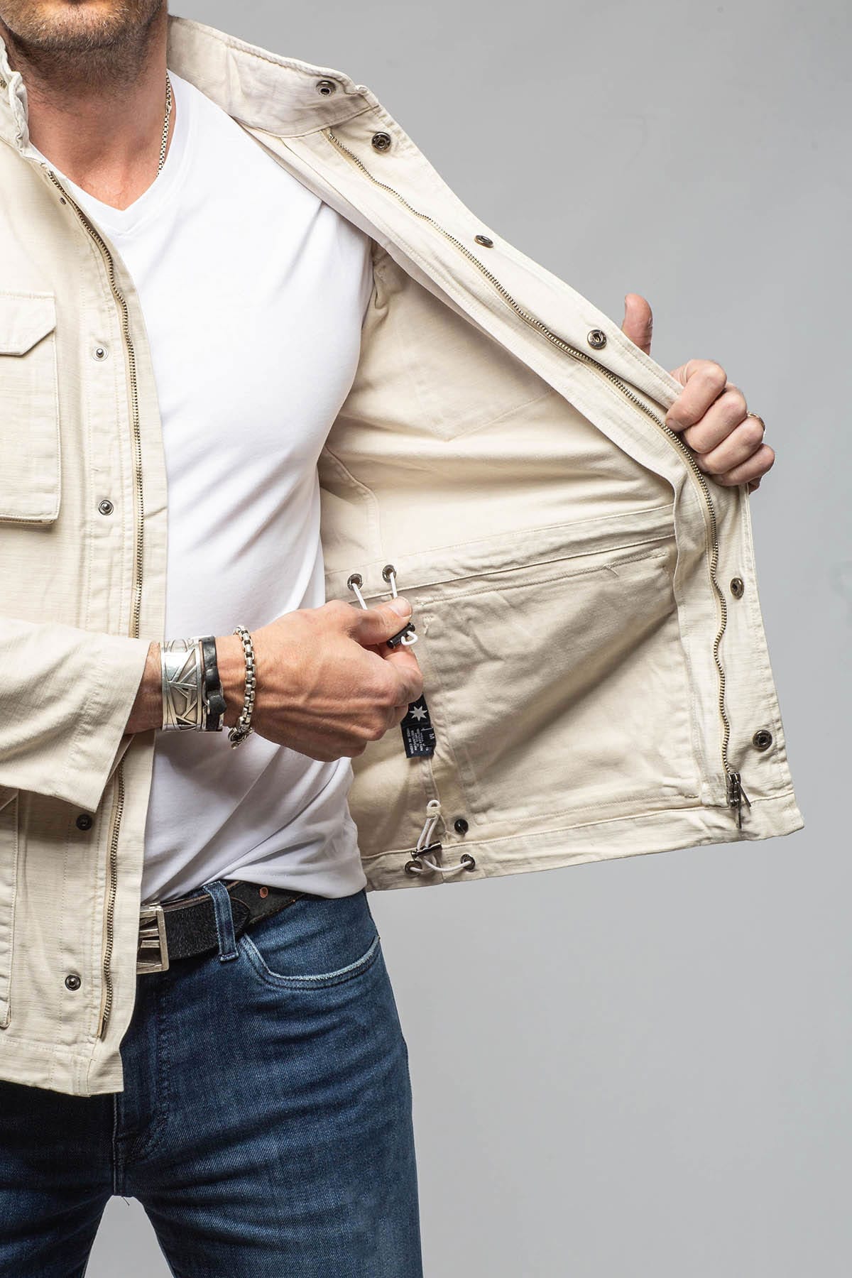 Keeling Savu Linen Jacket In Khaki Mens - Outerwear - Lightweight