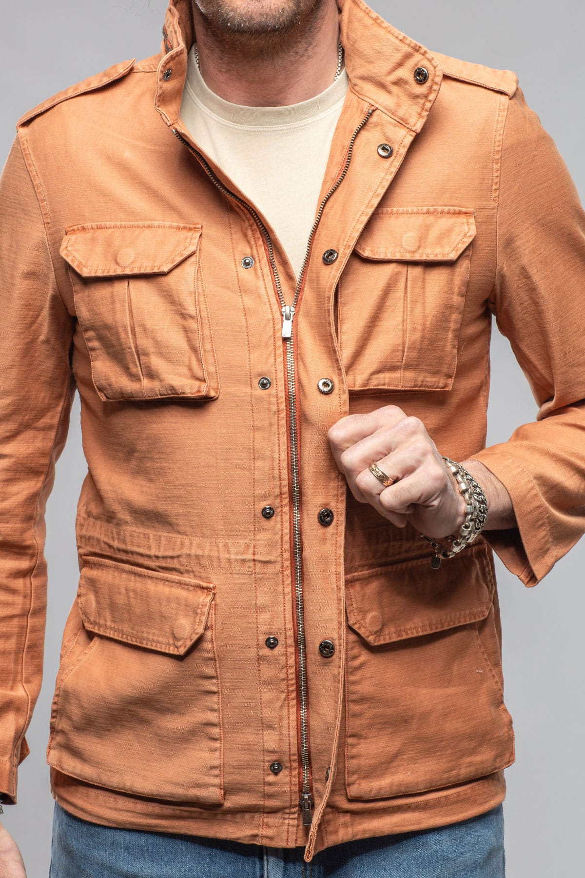 Keeling Savu Linen Jacket In Marmalade Mens - Outerwear - Cloth
