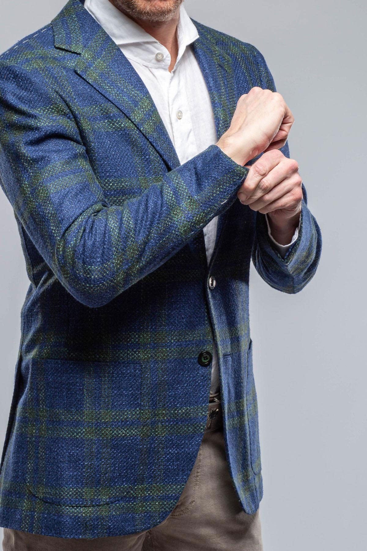 Elko Cashmere Sport Coat in Blue and Green - AXEL'S