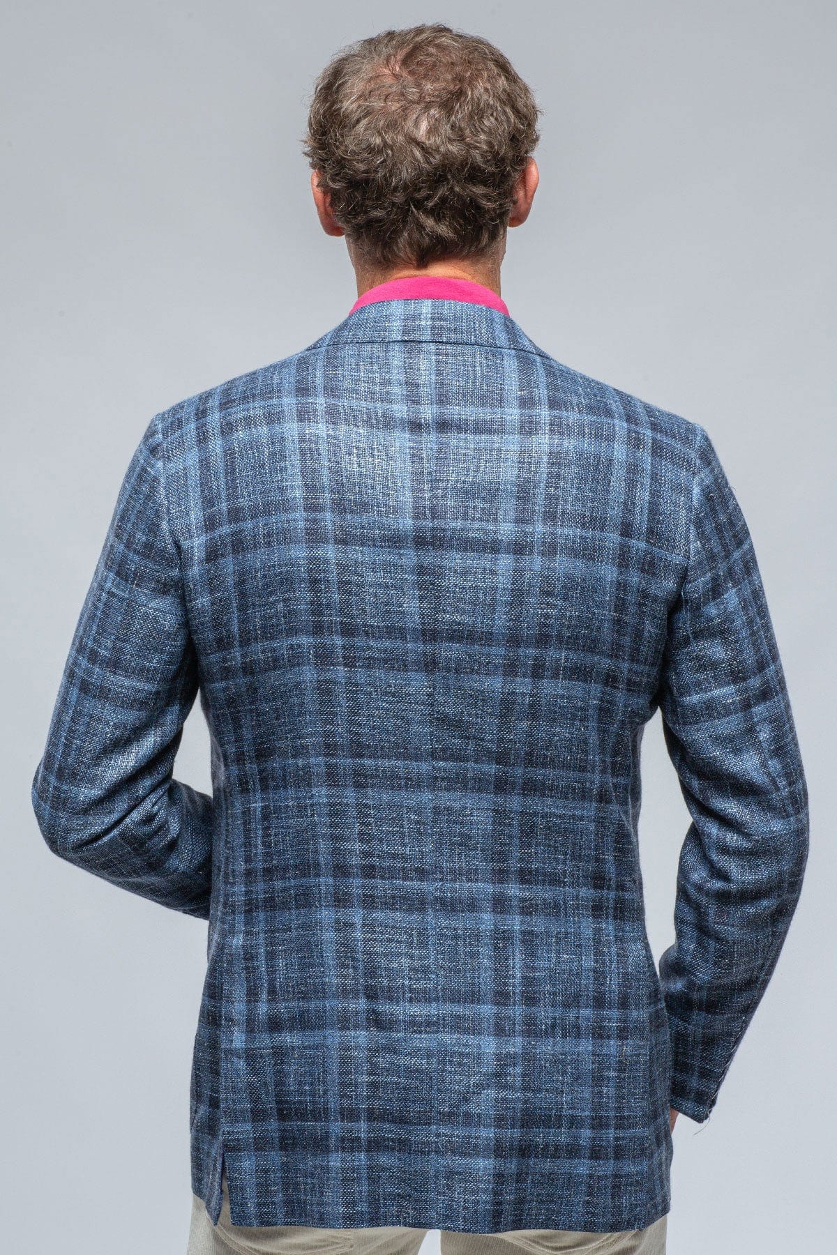 Kiton Le Barroux Blue and Navy Dark Check Jacket | Axel's of Vail