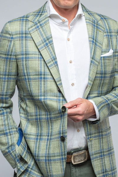 Roussillon Blue and Green Check Jacket - AXEL'S