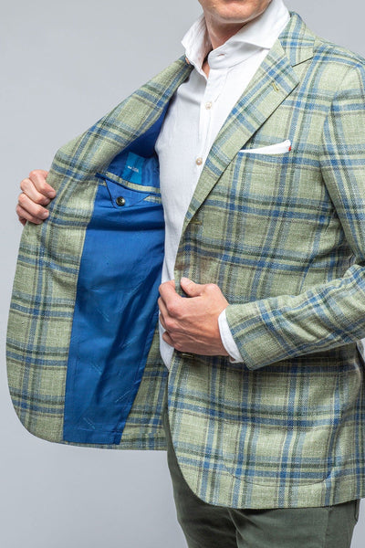 Roussillon Blue and Green Check Jacket - AXEL'S