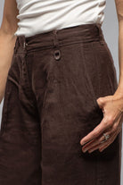 MAC Britt Pure Linen Pant In Truffle Brown - AXEL'S