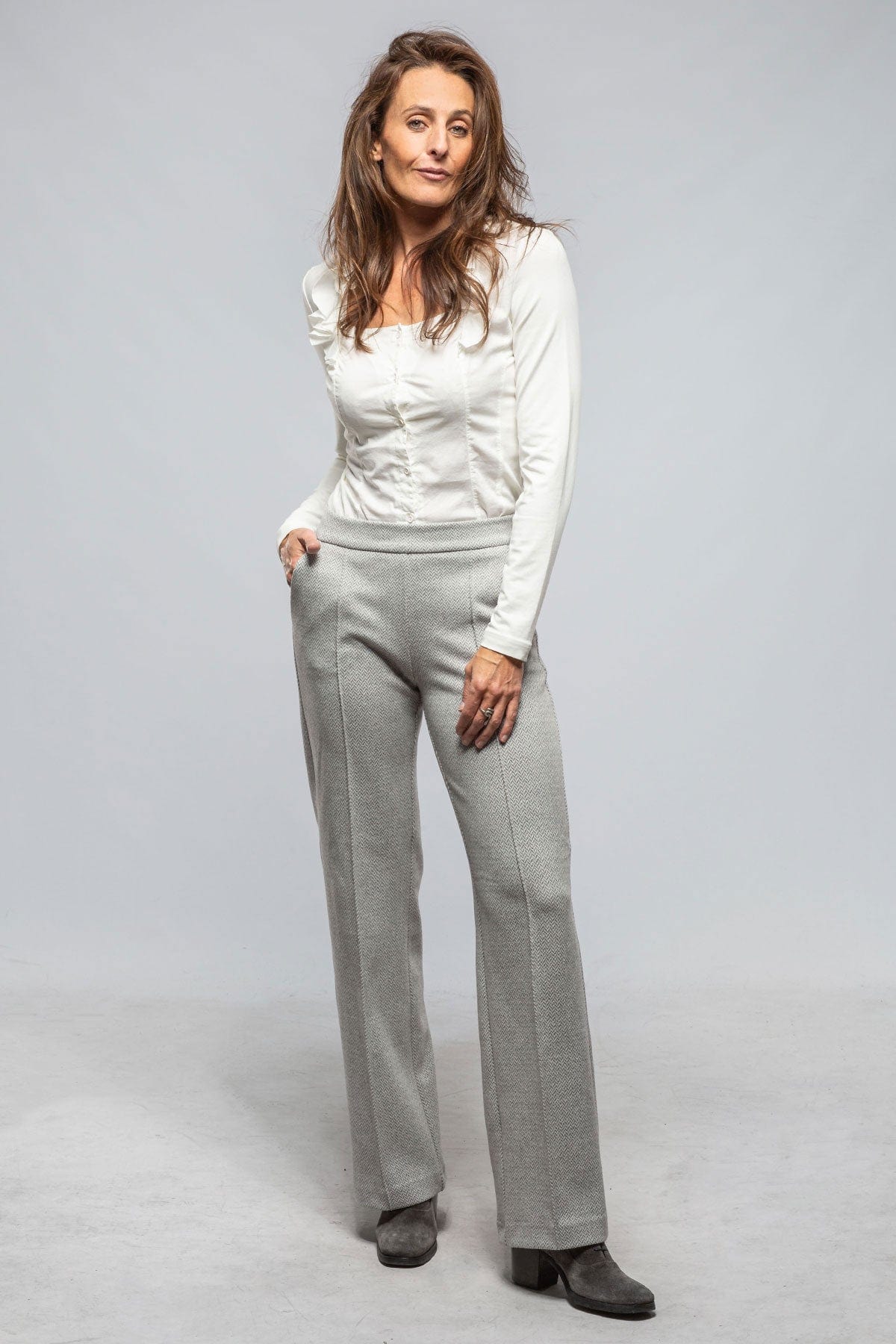 MAC Chiara Smart Pant In Tin Herringbone - AXEL'S