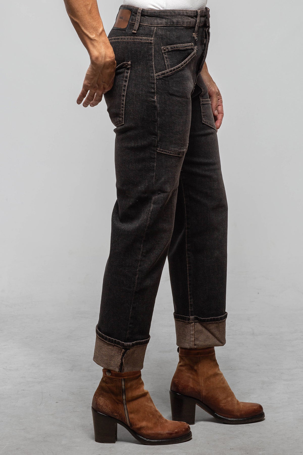 Mac Jeans MAC Dream Baggy Straight In Brown Tinted Black Ladies - Pants - Jeans