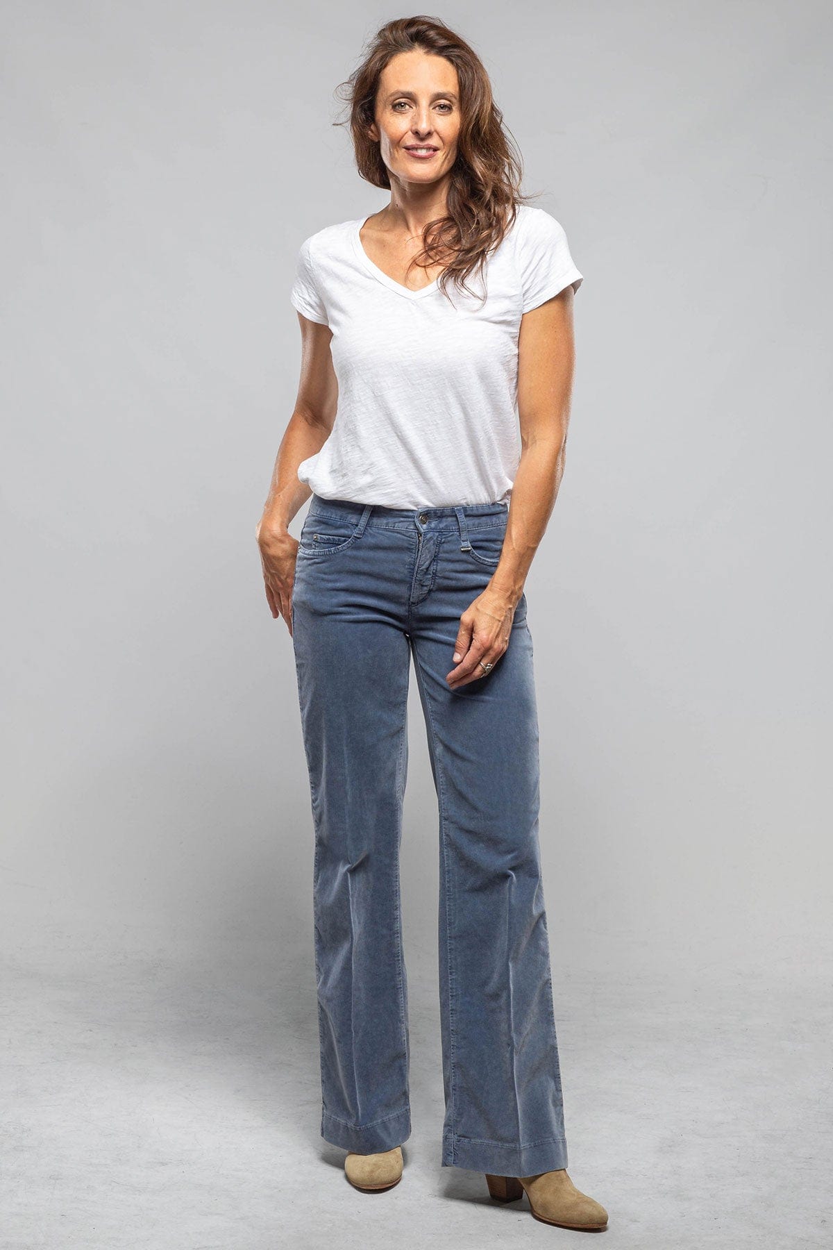 Mac Jeans MAC Dream Wide Corduroy In Grisaille Blue Ladies - Pants - Jeans