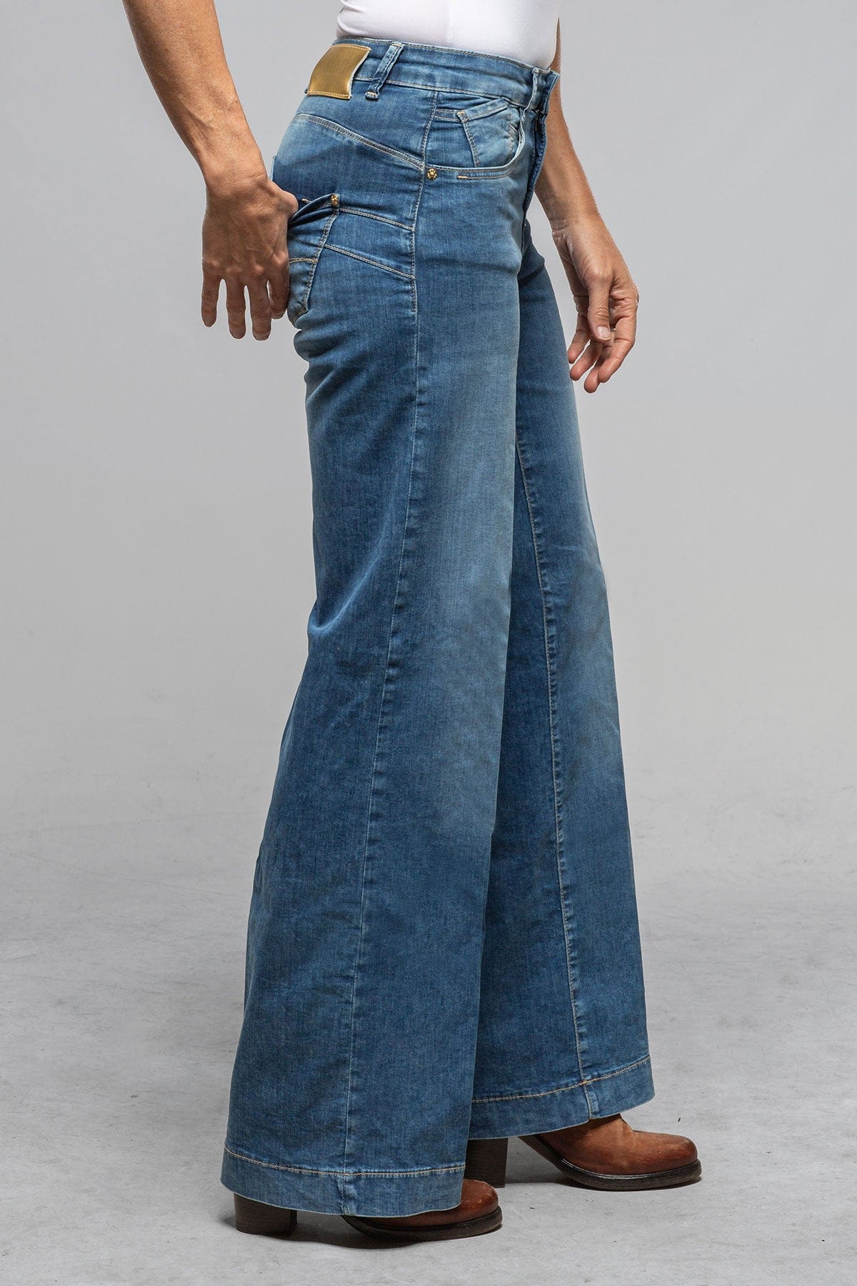MAC Rich Palazzo Wide In Navy Heavy Wash - AXEL'S