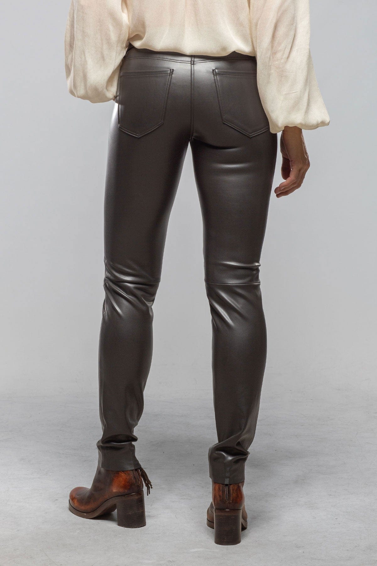 Mac Jeans MAC Skinny Vegan Stretch Leather Pant In Deep Brown Ladies - Pants - Leather