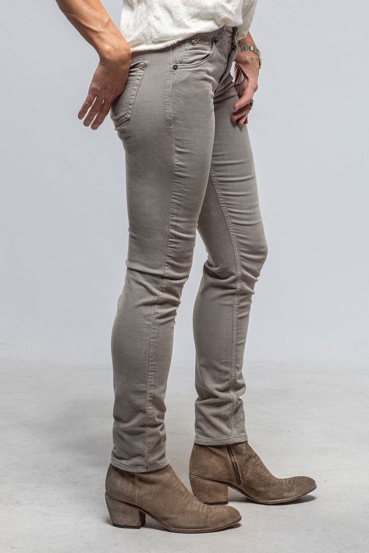 MAC Slim Baby Soft Corduroy In Light Ash Grey - AXEL'S