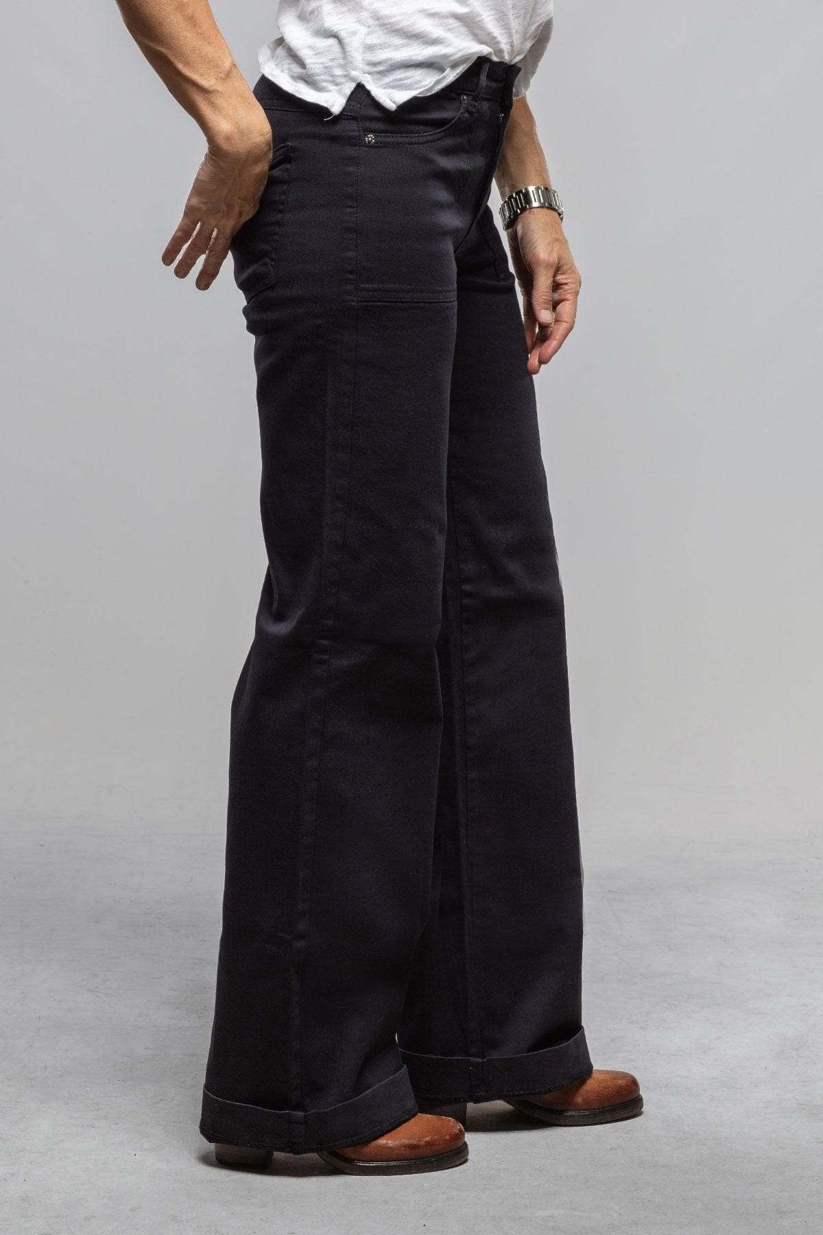 Mac Jeans MAC Wide Authentic High Stretch Gabardine In Dark Blue Ladies - Pants - Jeans