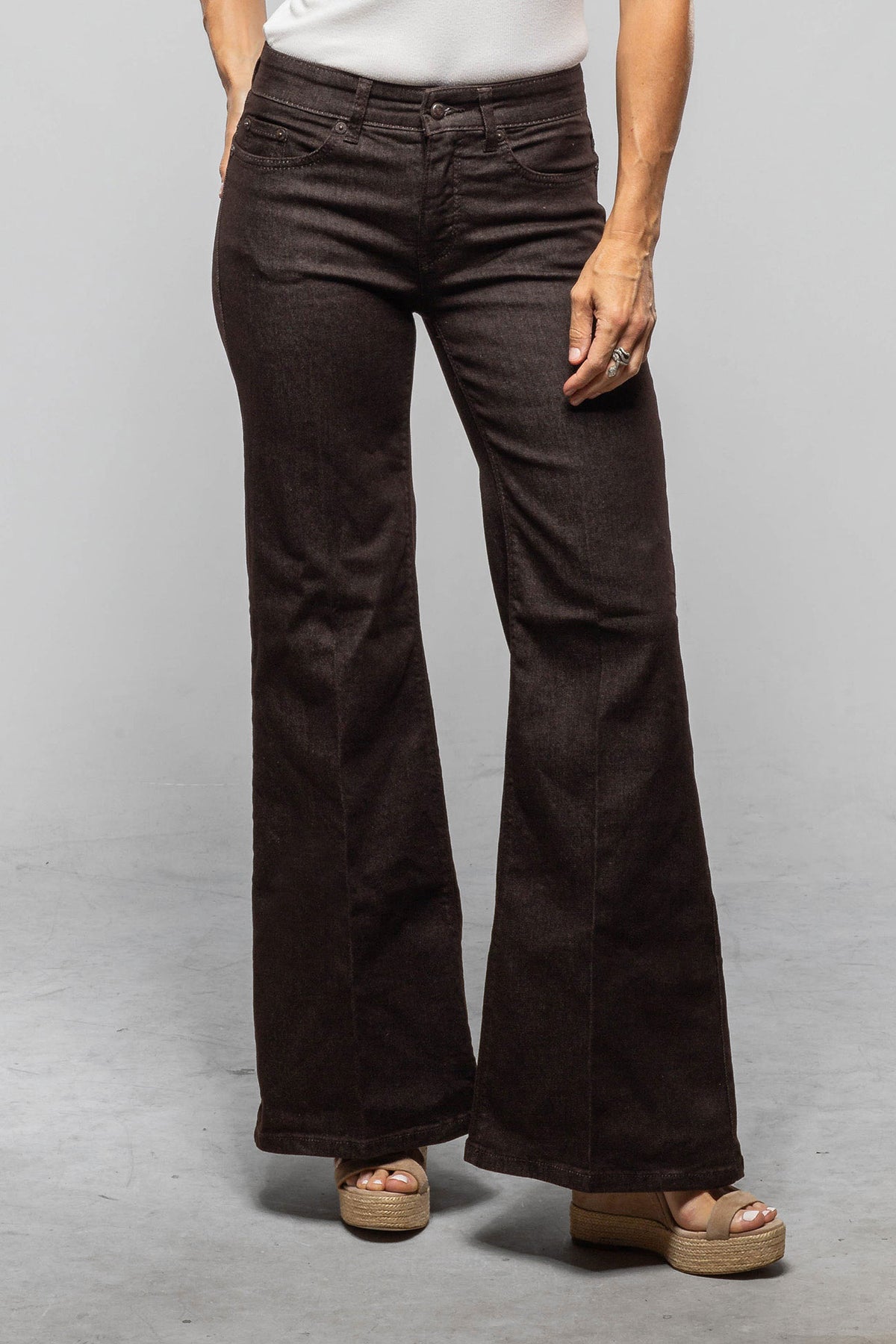 Mac Jeans MAC Wide Flare In Brown Rinsed Ladies - Pants - Jeans