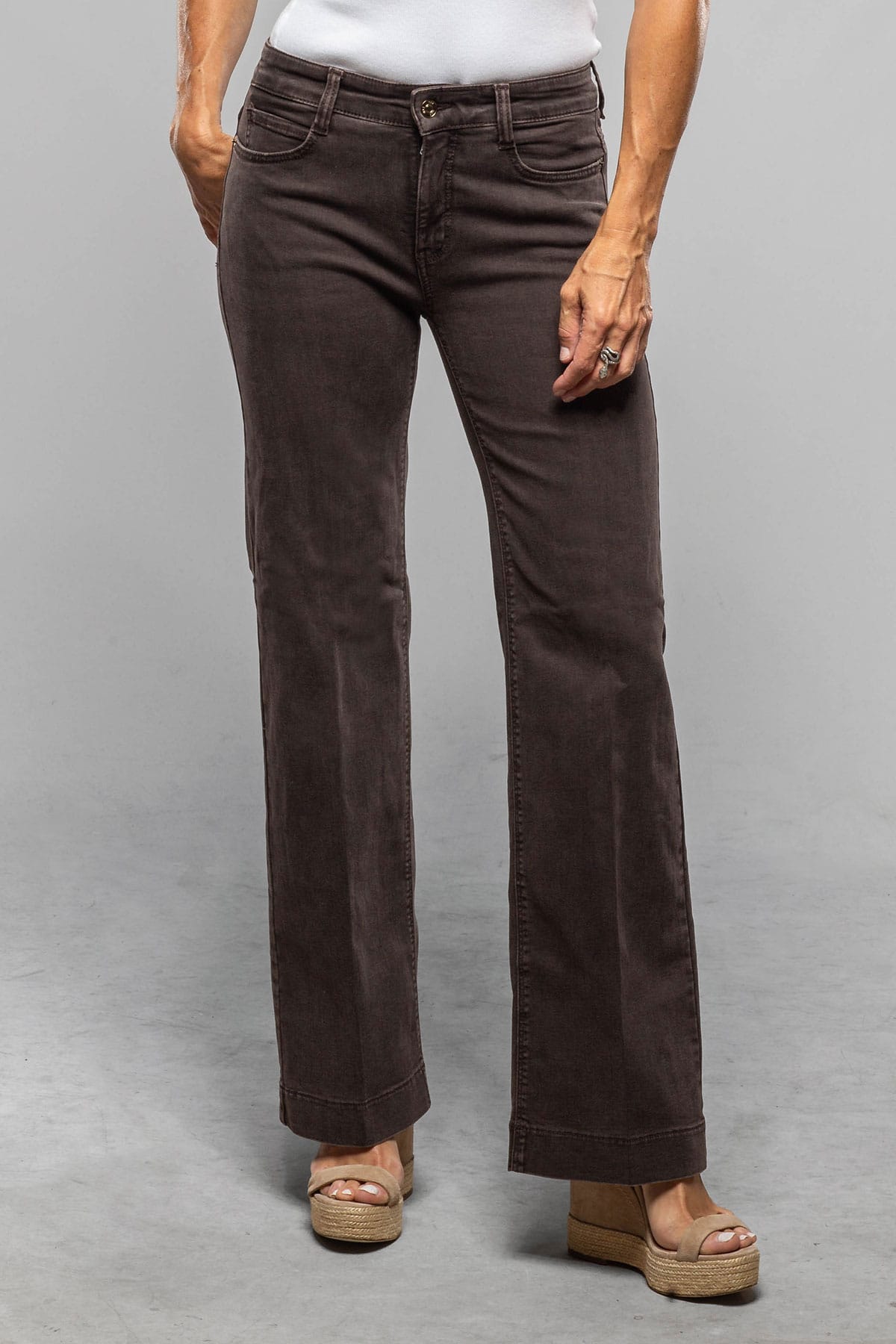 Mac Jeans MAC Wide In Brown Stone Wash Ladies - Pants - Jeans