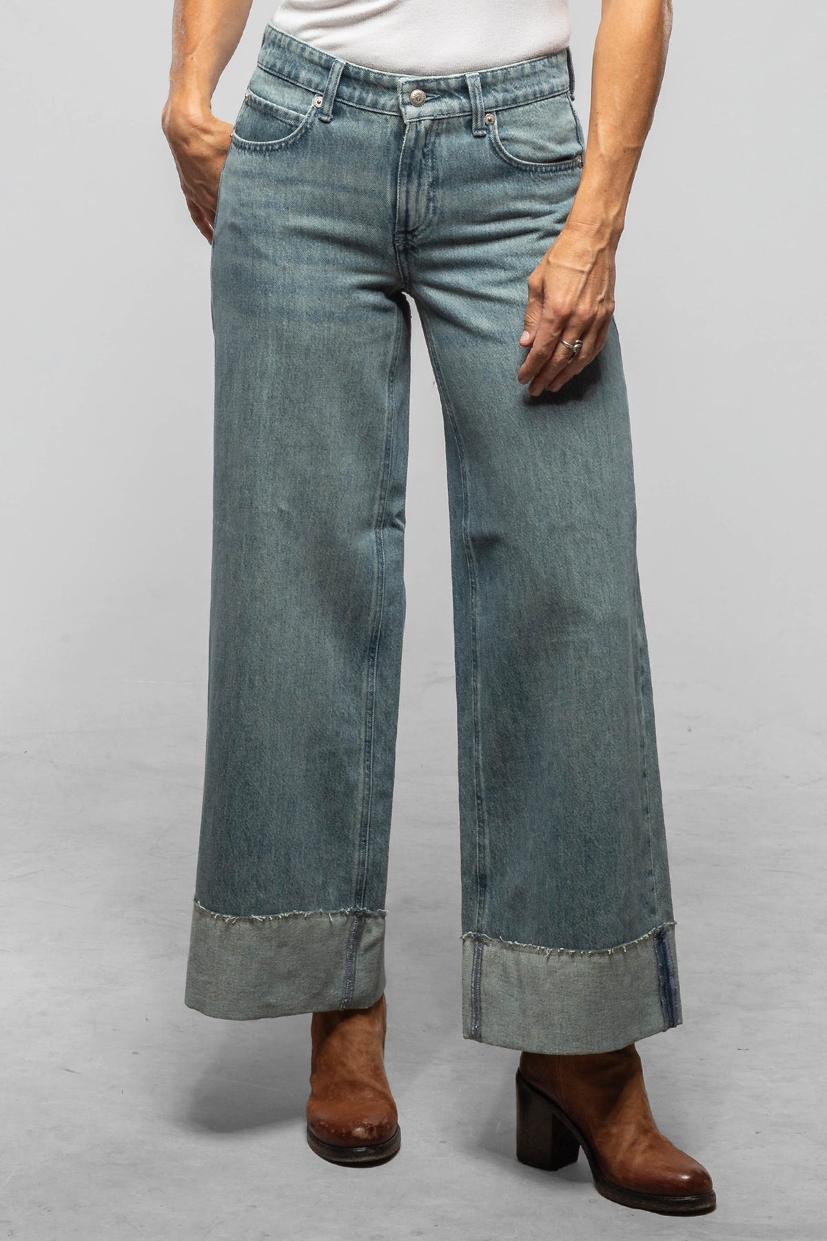 Mac Jeans Nevada Superwide Greenblue Ladies - Pants - Jeans