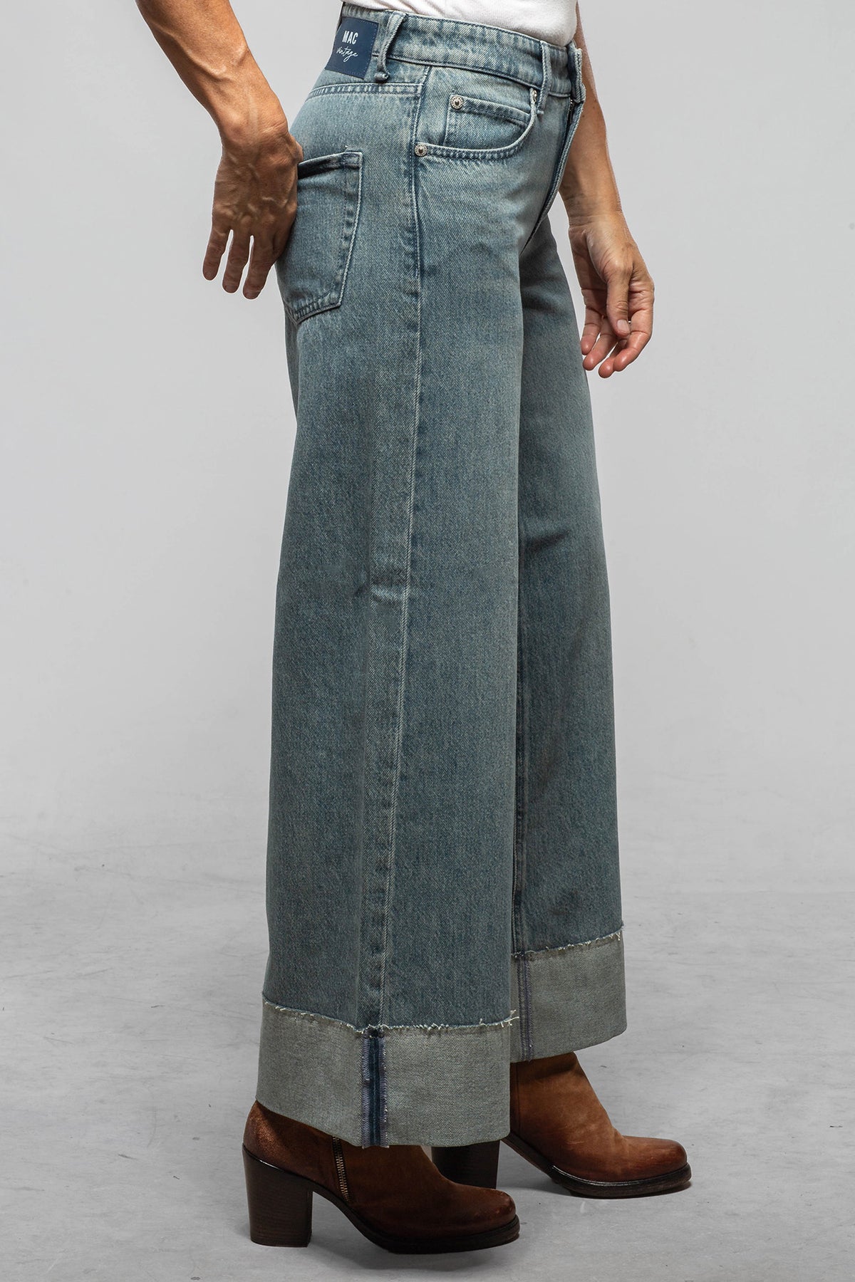 Mac Jeans Nevada Superwide Greenblue Ladies - Pants - Jeans