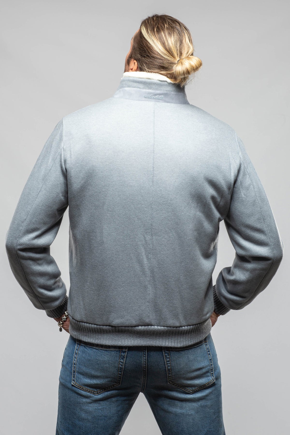 Mandelli Freeman Cashmere Mink Jacket In Light Blue Mens - Outerwear - Cloth