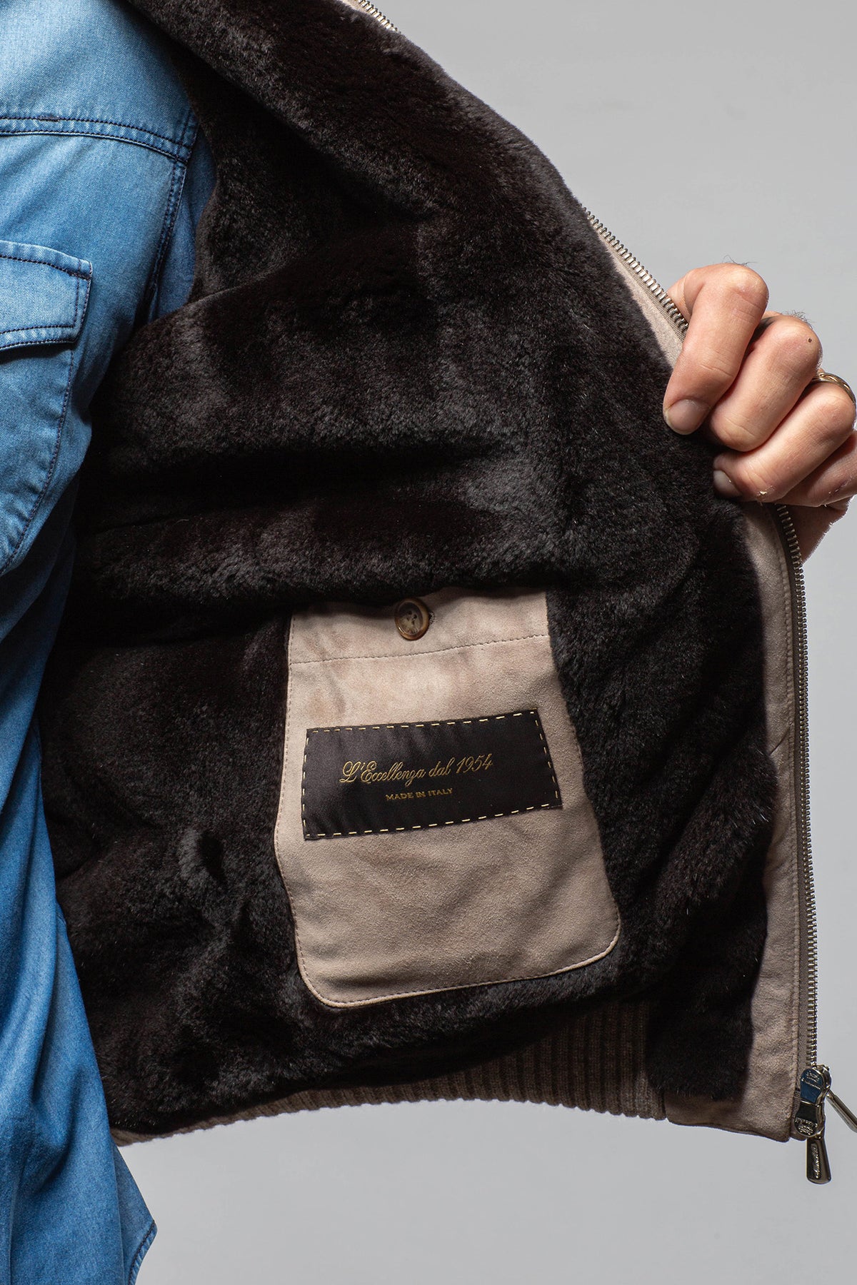 Mandelli Freeman Cashmere Mink Jacket In Sand Mens - Outerwear - Cloth