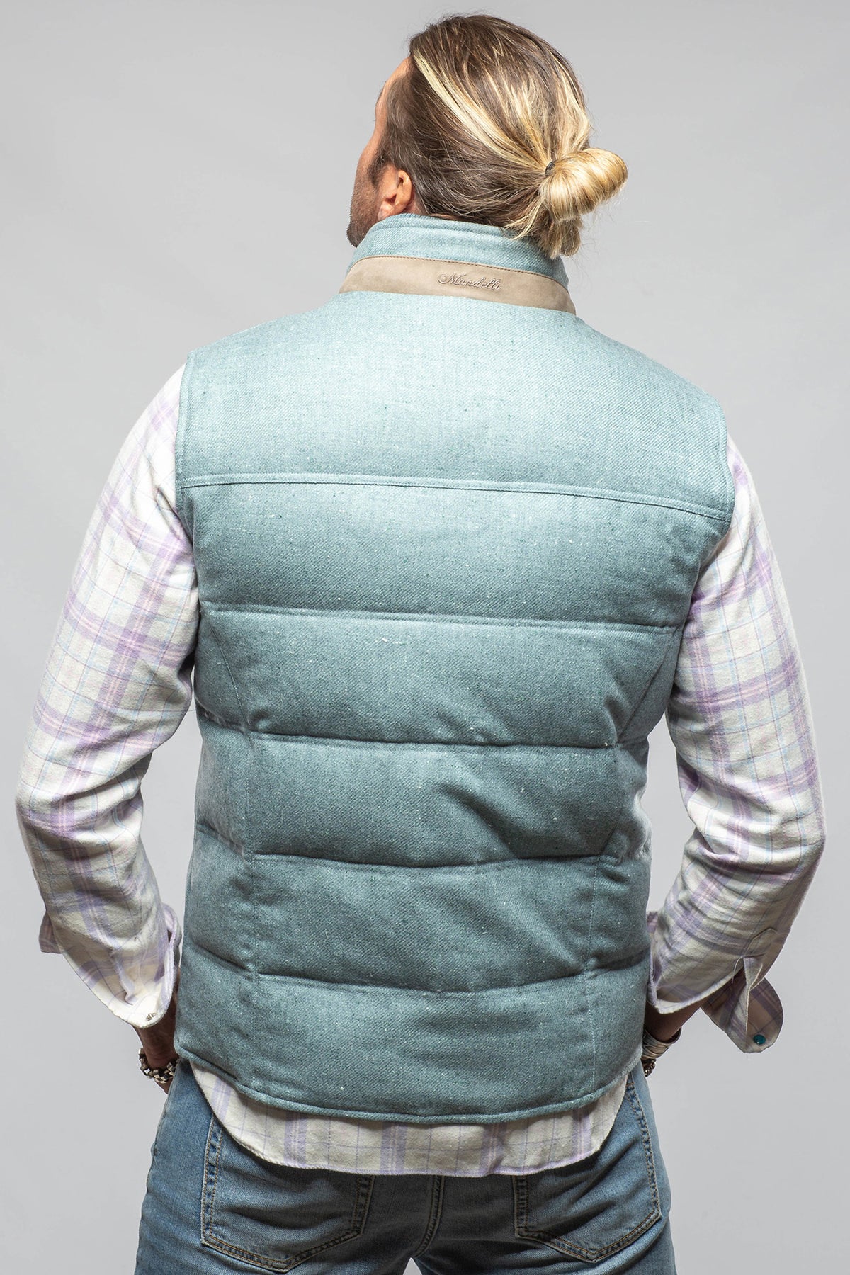 Mandelli Gibbs Heathered Wool Vest In Blue Mens - Outerwear - Cloth