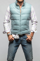 Mandelli Gibbs Heathered Wool Vest In Blue Mens - Outerwear - Cloth