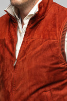 Mandelli Midler Suede Vest In Brick Mens - Outerwear - Leather