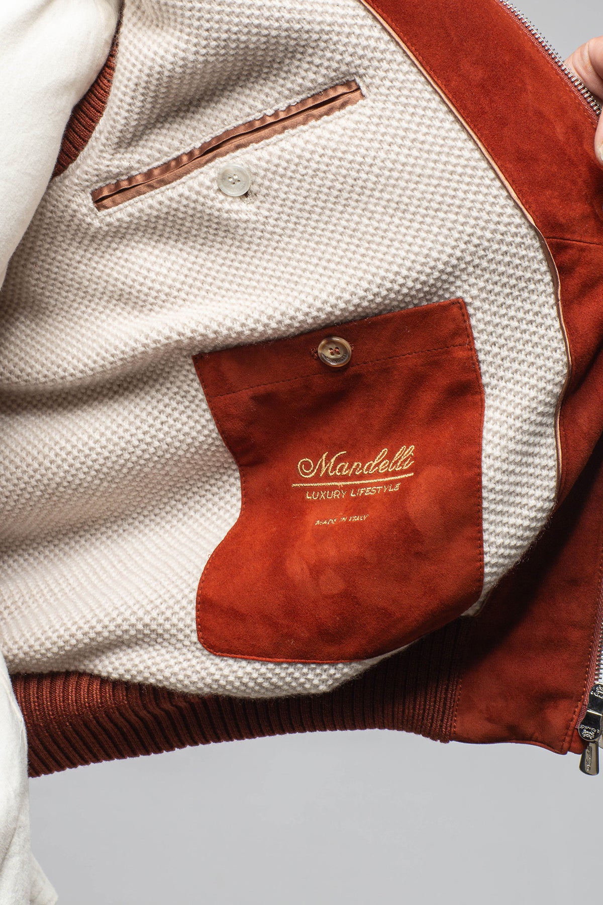 Mandelli Midler Suede Vest In Brick Mens - Outerwear - Leather