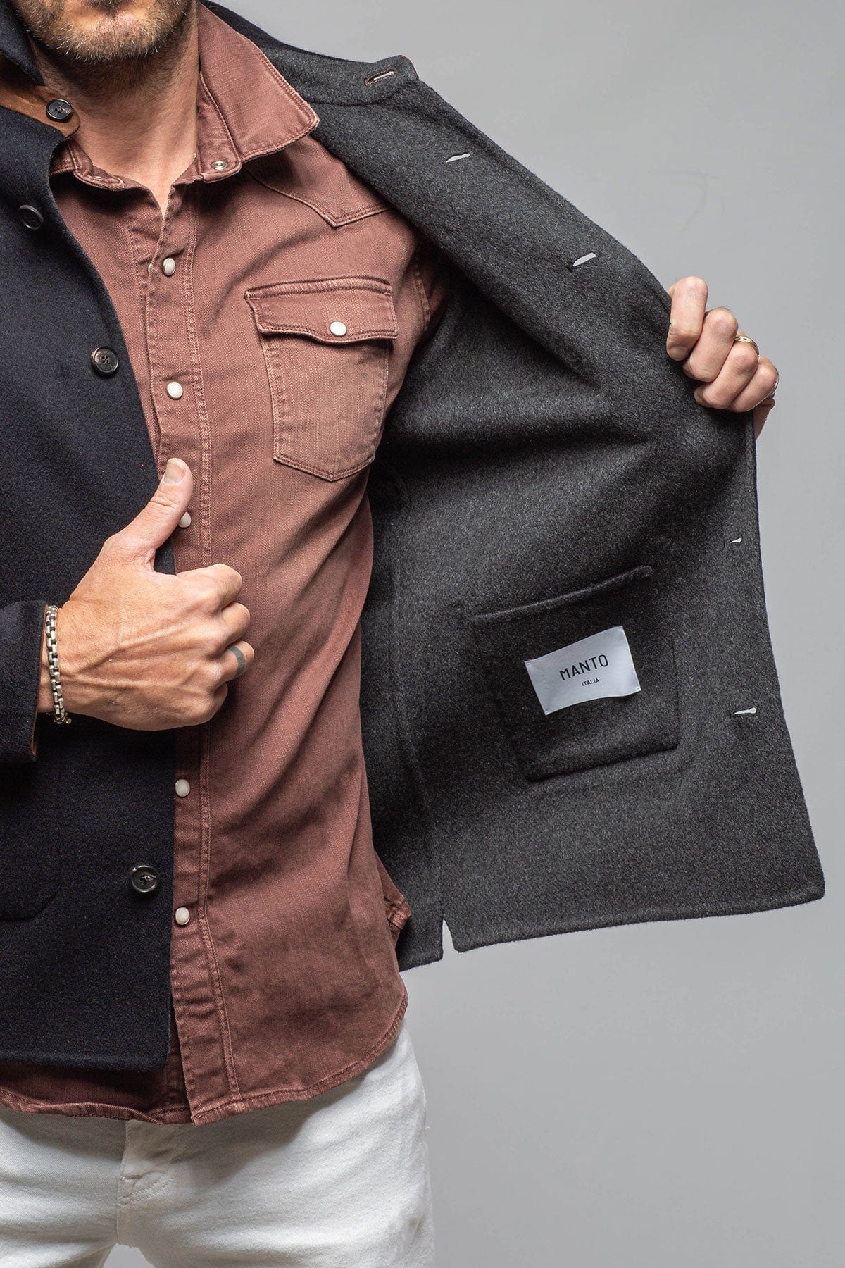 Manto Absaroka Cashmere Jacket In Navy Mens - Outerwear - Cloth