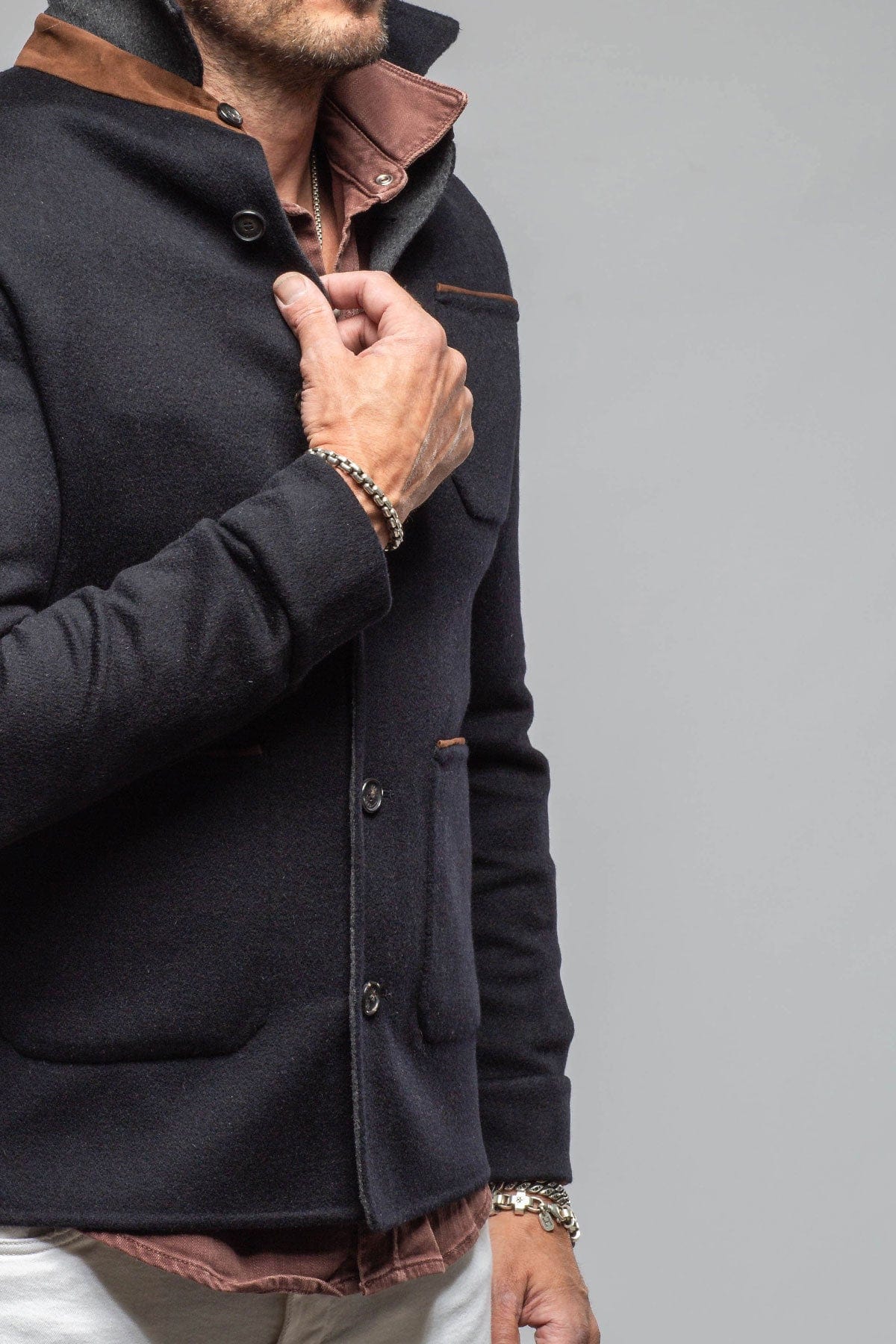 Manto Absaroka Cashmere Jacket In Navy Mens - Outerwear - Cloth