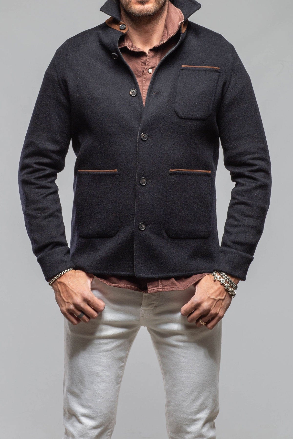 Manto Absaroka Cashmere Jacket In Navy Mens - Outerwear - Cloth