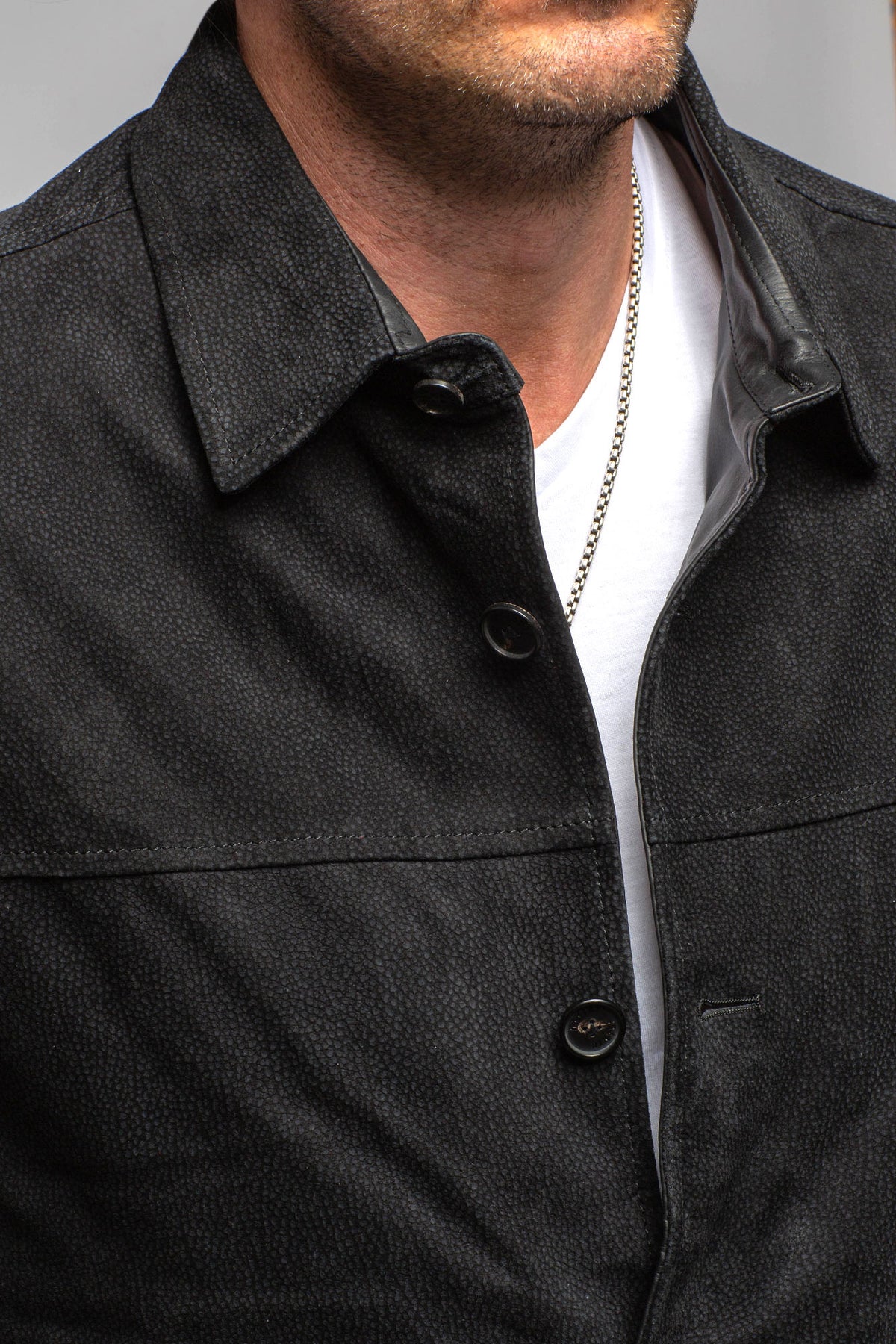 Manto Barker Buffalo Suede Jacket In Black Mens - Outerwear - Leather