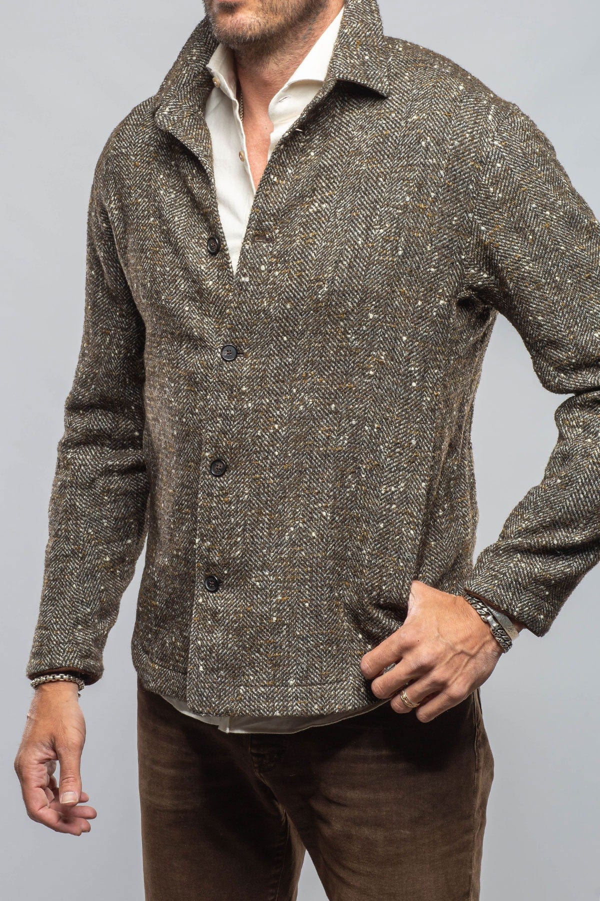 Black Reef Donegal Overshirt In Tweed - AXEL'S