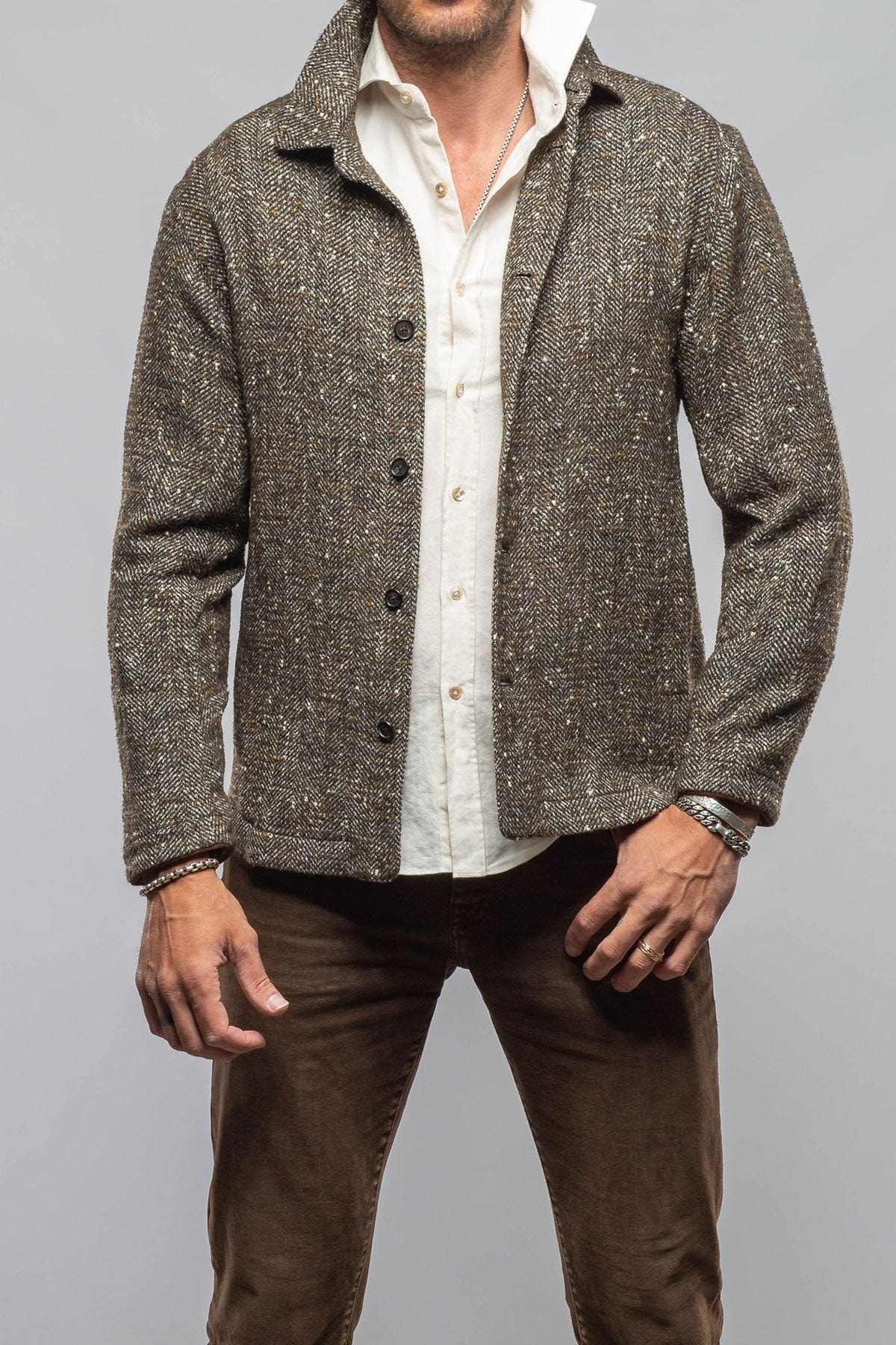 Black Reef Donegal Overshirt In Tweed - AXEL'S
