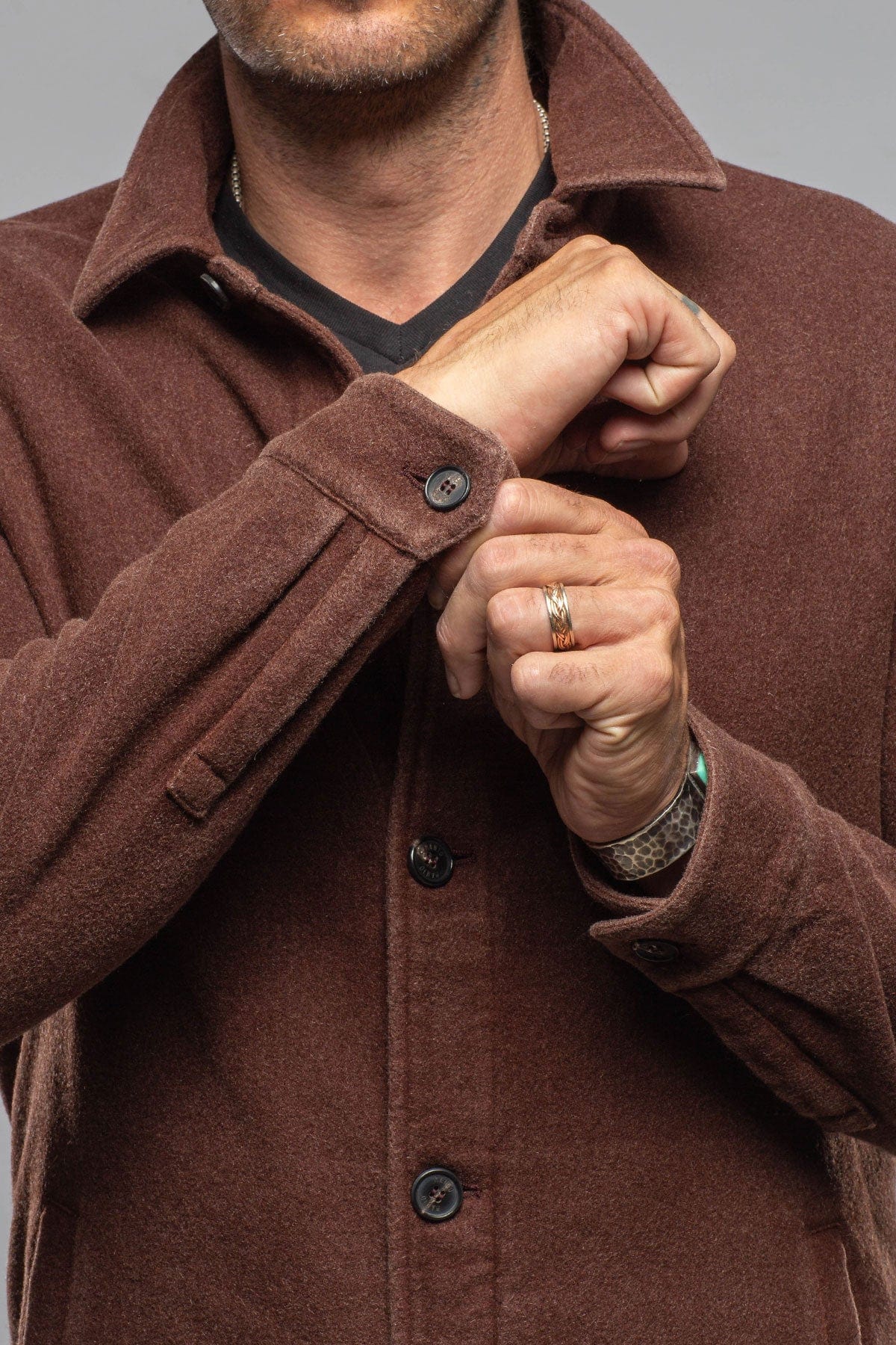 Calderwood Garment Dyed Shirt Jacket In Chocolate - AXEL'S