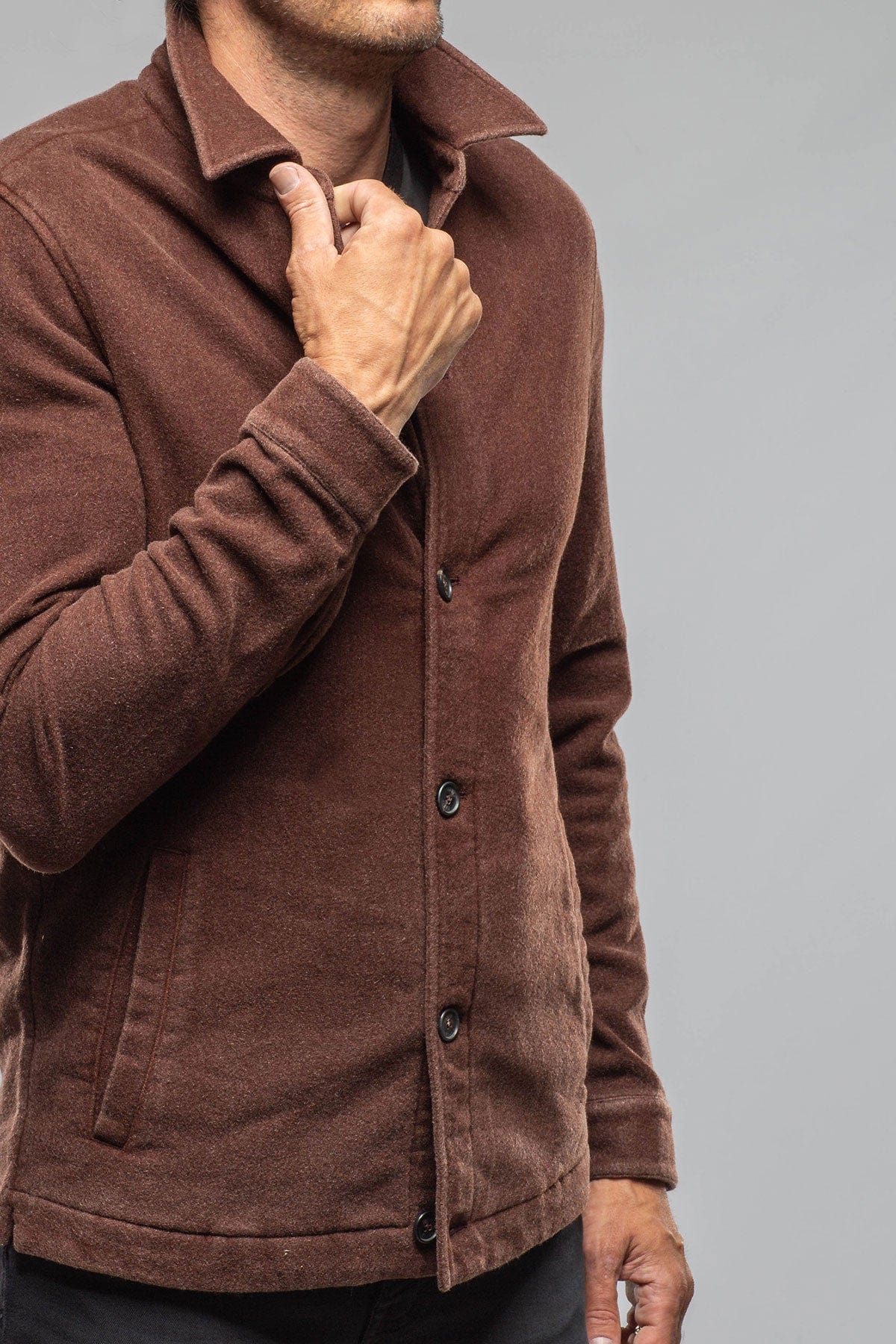 Calderwood Garment Dyed Shirt Jacket In Chocolate - AXEL'S
