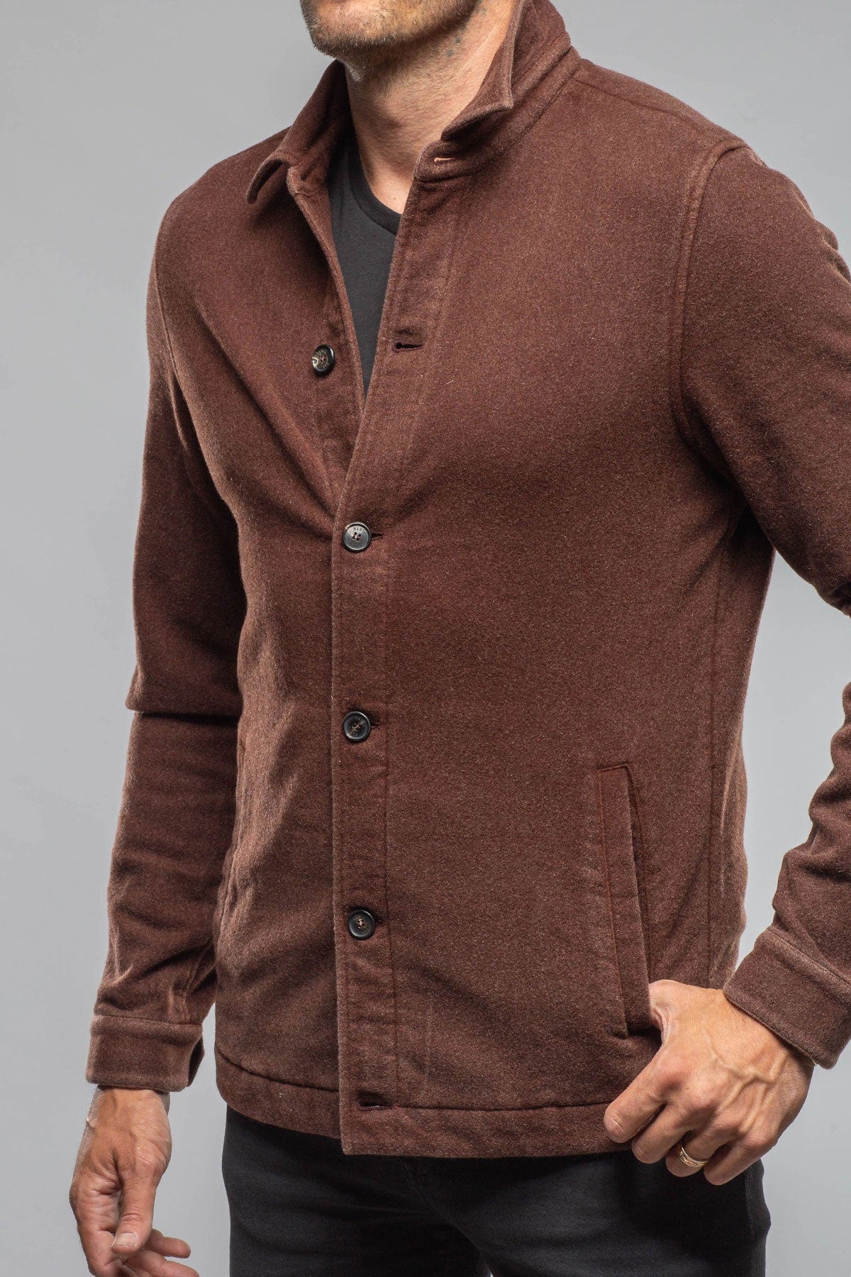 Calderwood Garment Dyed Shirt Jacket In Chocolate - AXEL'S