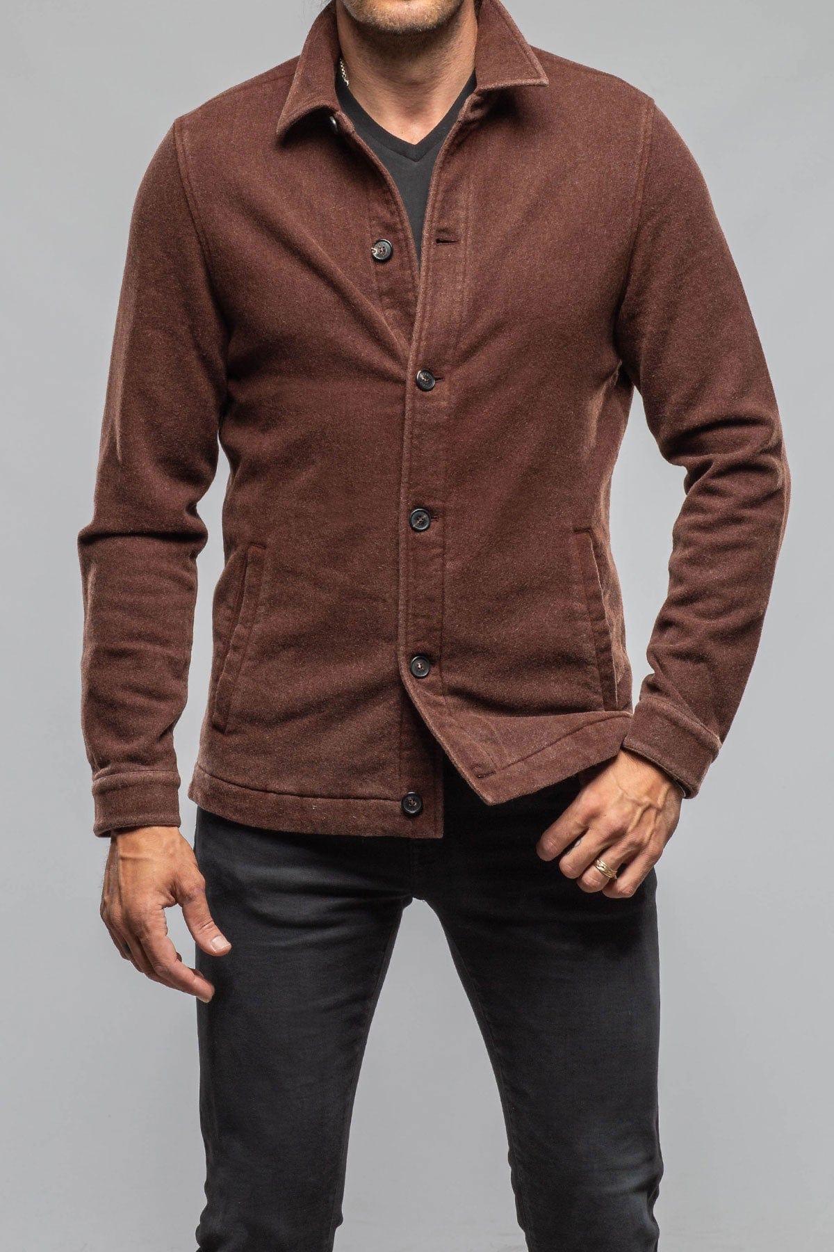 Calderwood Garment Dyed Shirt Jacket In Chocolate - AXEL'S