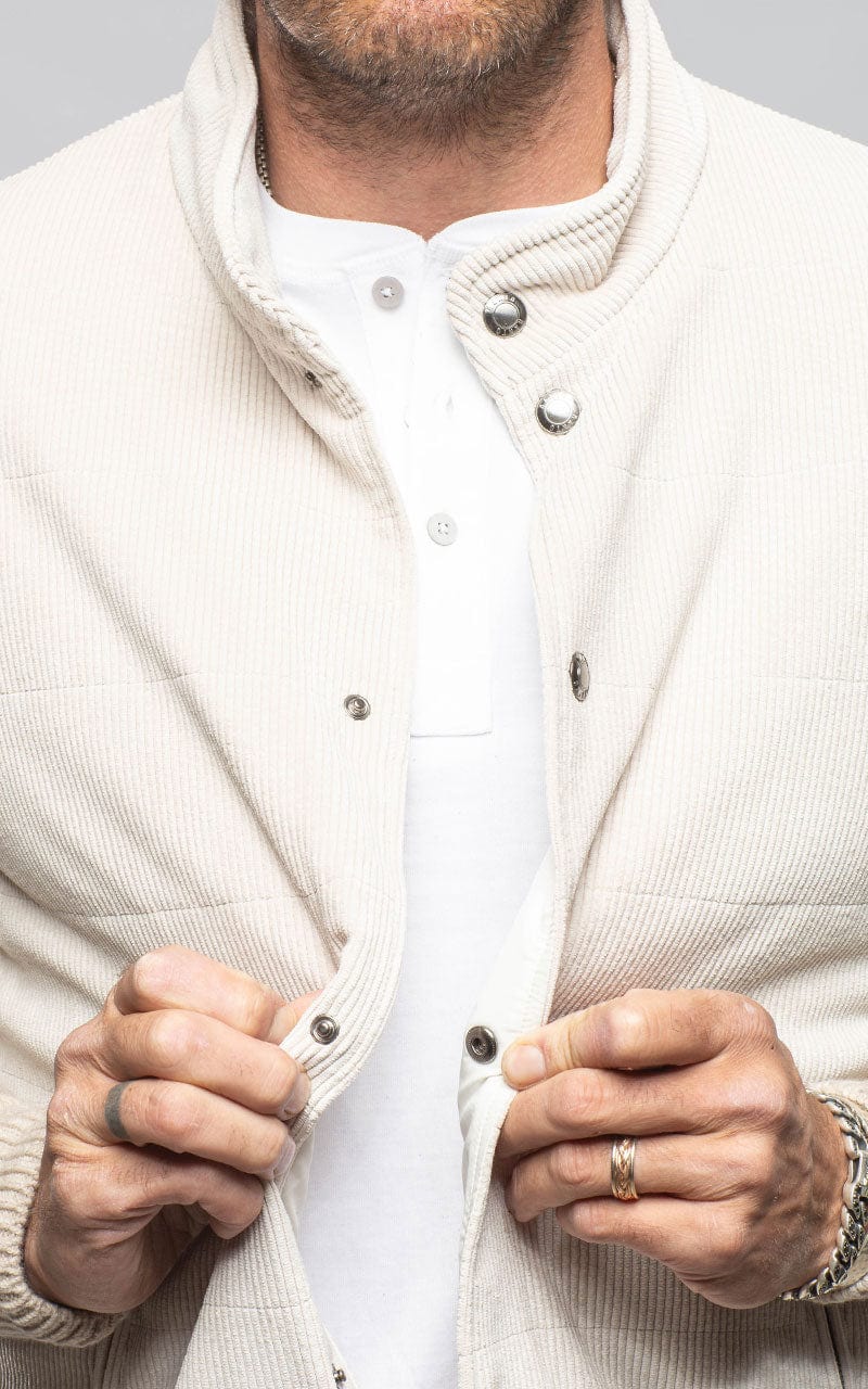 Cayuse Corduroy Jacket With Knit Sleeve In Cream - AXEL'S