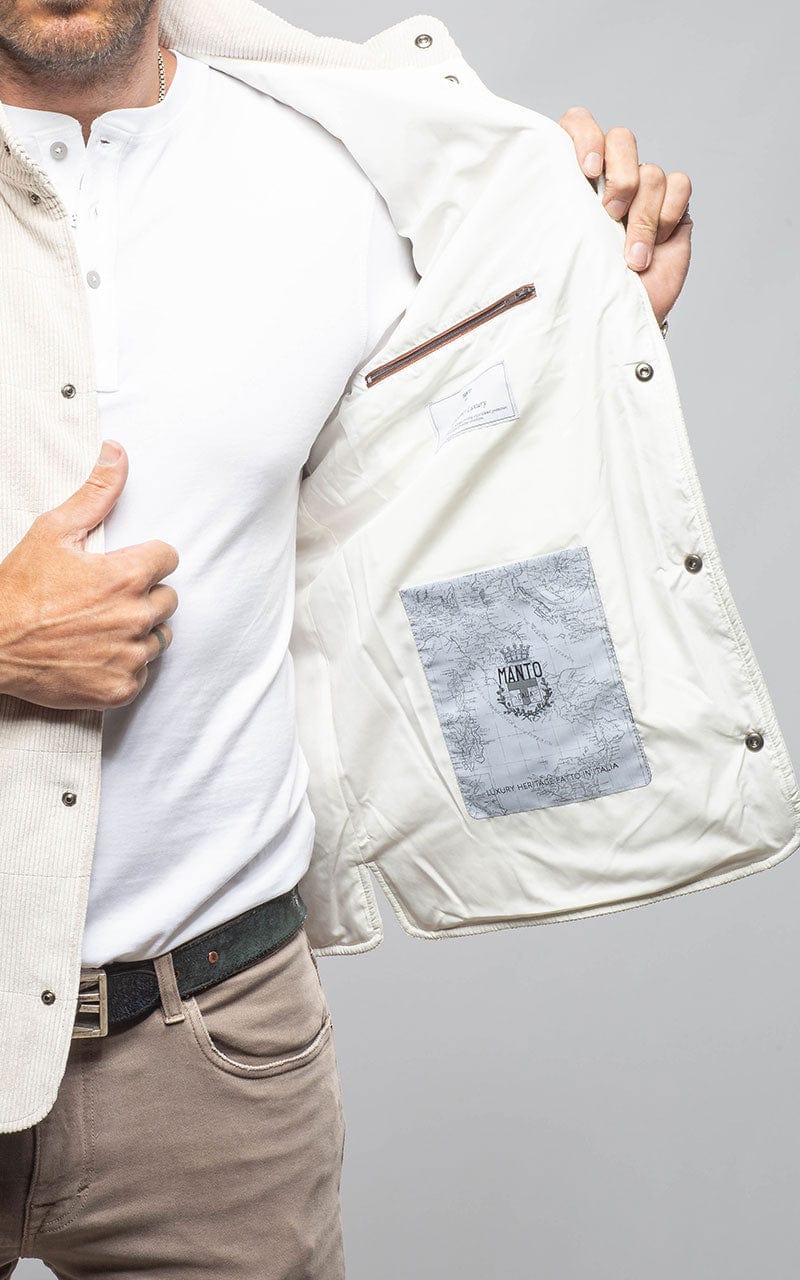 Cayuse Corduroy Jacket With Knit Sleeve In Cream - AXEL'S