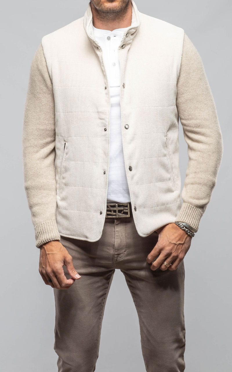 Cayuse Corduroy Jacket With Knit Sleeve In Cream - AXEL'S