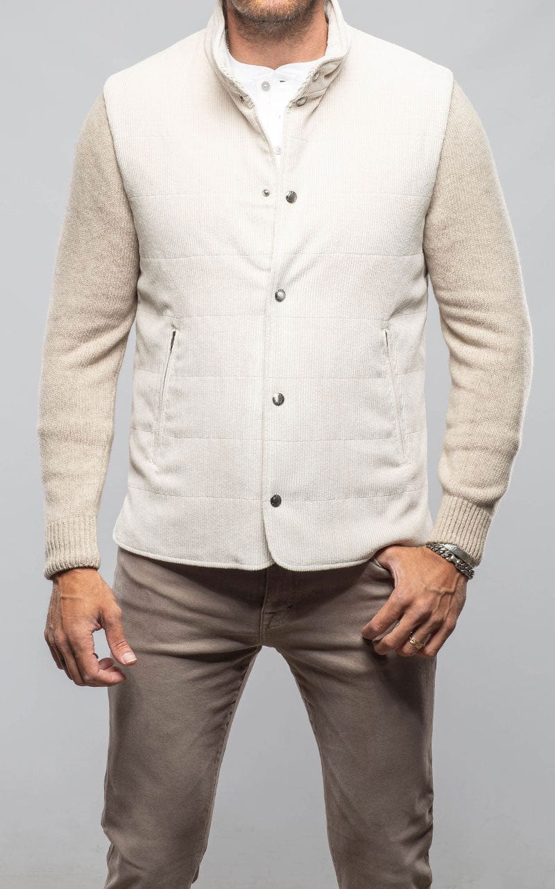 Cayuse Corduroy Jacket With Knit Sleeve In Cream - AXEL'S