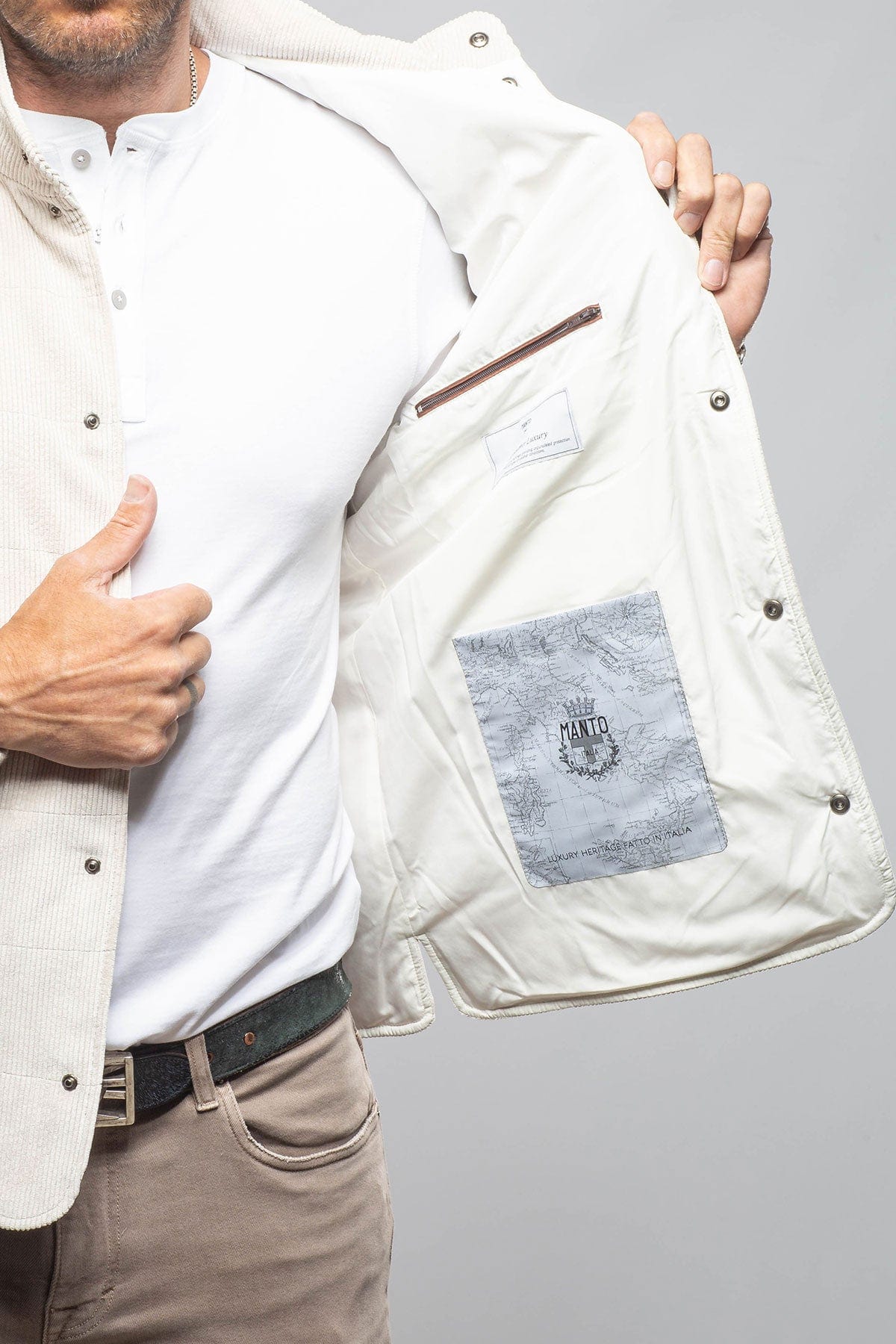 Cayuse Corduroy Jacket With Knit Sleeve In Cream - AXEL'S