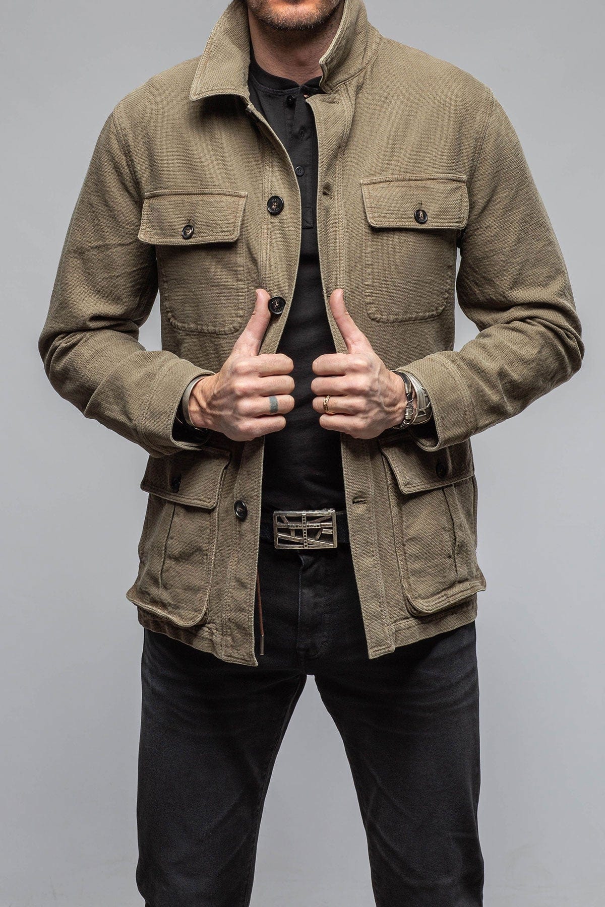 Chinaco Safari Jacket In Moss Grey - AXEL'S