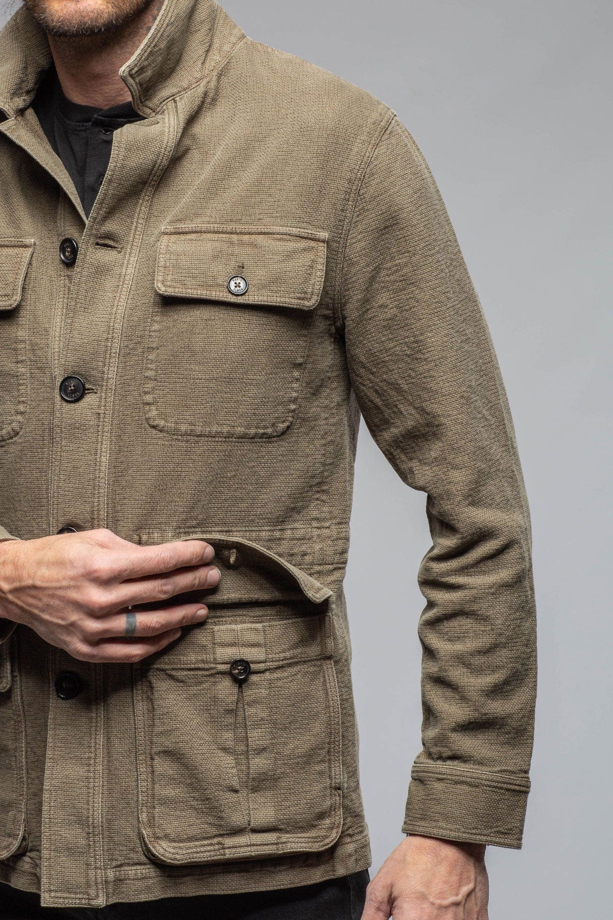 Manto Chinaco Safari Jacket In Grey Mens - Outerwear - Overshirts