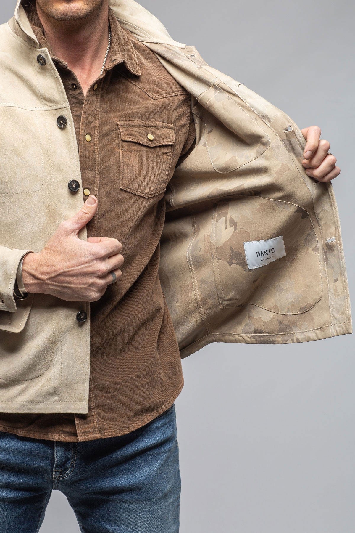 Corralejo Suede Overshirt In Palomino - AXEL'S