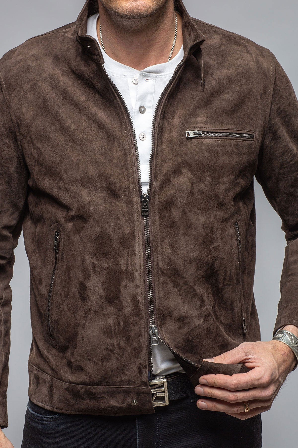 Manto Lunazul Biker Blouson In Brown | Mens - Outerwear - Leather