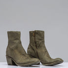 Agave Moss Boot W/ Burgundy Heel Star - AXEL'S